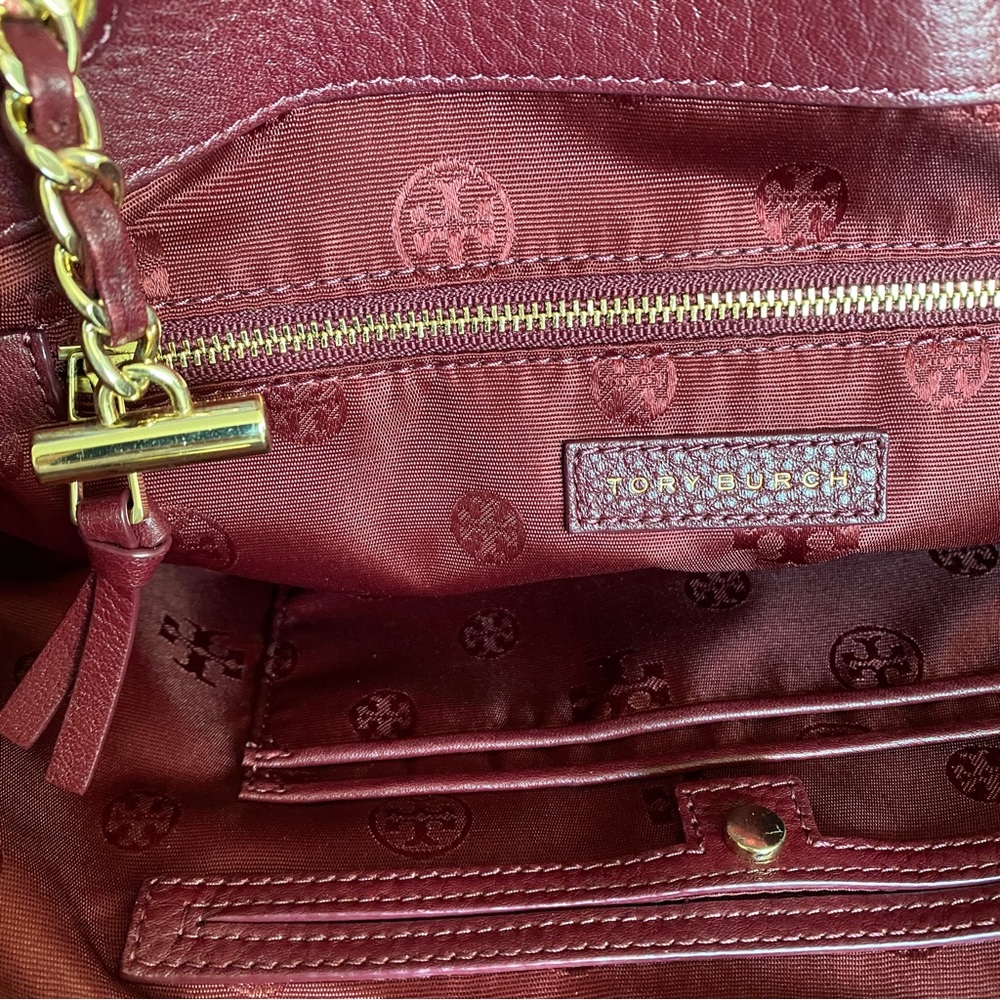 Tory Burch burgundy quilted Bryant chain strap Tote bag - Picture 11 of 11